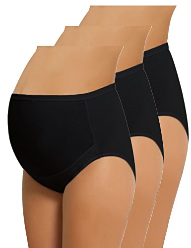 NBB Women's Adjustable Maternity Panties High Cut Cotton Over Bump Underwear Brief (XX-Large, 3 Pack - Black)