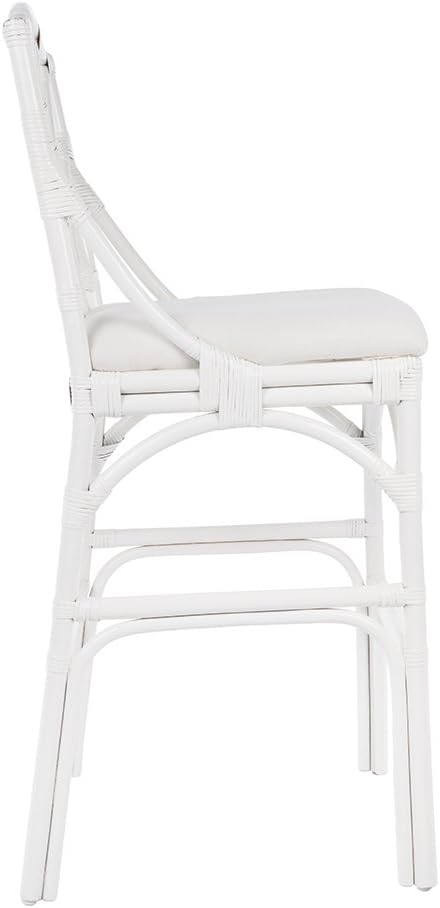 KOUBOO Chippendale Rattan Barstool, White
