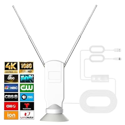 Indoor TV Antenna for Smart TV, 360° Reception Digital HD Antenna Without Cable, Support 4K/8K/1080p for Free Local Channels, with Super Signal Booster (1Bunny, Medium)
