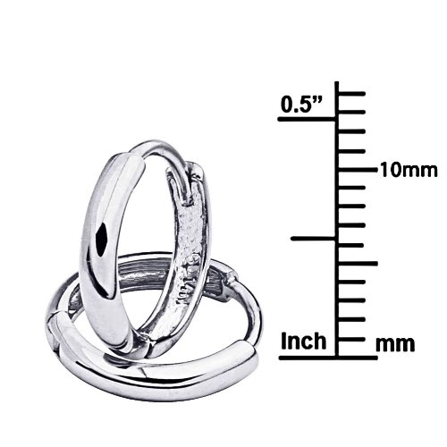 14k White Gold 2mm Thickness Huggie Earrings (10 x 10 mm)2