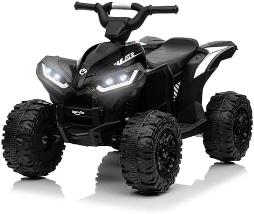 KerryYoo AT2 Kids ATV,12V 4 Wheeler for Kids 3-6,Electric Toddler Ride On Toys,Remote Control, High/Low Speeds, LED Lights, Bluetooth, and Off-Road Tires – Black