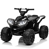 KerryYoo AT2 Kids ATV,12V 4 Wheeler for Kids 3-6,Electric Toddler Ride On Toys,Remote Control, High/Low Speeds, LED Lights, Bluetooth, and Off-Road Tires - Black