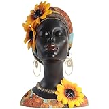 Statue africaine en résine : cette statuette de femme africaine à poser sur un bureau s'harmonisera parfaitement avec la plupart des décorations d'intérieur