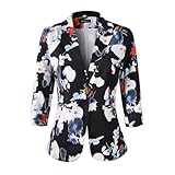 Beninos Womens Blazers 3/4 Sleeve Lightweight Office Work Blazer Jacket (1905 Black, M)