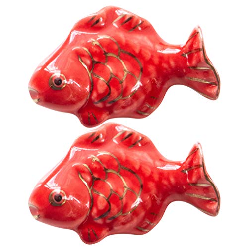ABOOFAN 2Pcs Cerâmica Pauzinhos Titular Red Goldfish Em Forma de Titular Suporte Faca de Jantar Colh