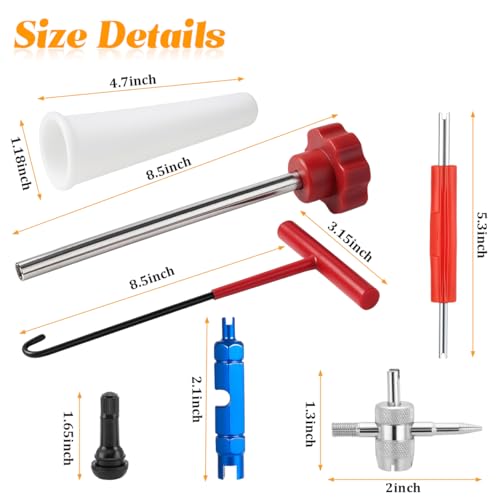 Image of 30PCS Tire Valve Stem Tool Kit Replacement Installation Set Red