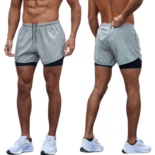 Smatstyle Pantalón Corto para Hombre Pantalones Cortos Deportivos para Correr 2 en 1 con Bolsillo, Running de Secado rápido Pantalones Cortos de Entrenamiento - imagen 2