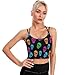 Casual Support Yoga Bra Trippy Colorful Funny Neon Skulls, Padded Gym Running Workout Tank, Wirefree Sports Top for Women & Girls