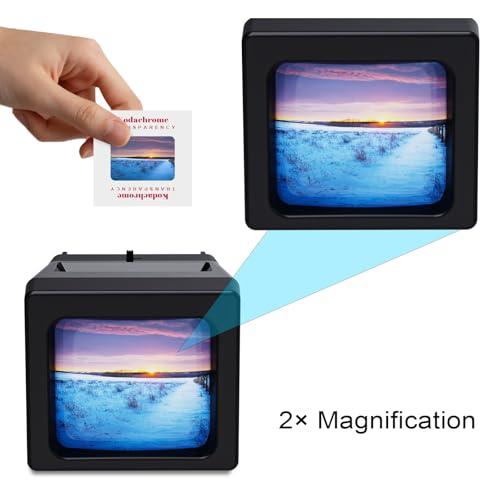 Image of 35mm Slide Viewer, 2X Magnification and LED Lighted Illuminated Viewing, Slide Projector for 35mm Old Slides (2AAA Batteries Included)