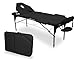 WELLCORE Klappliege aus Aluminium, mit aufklappbarer Rückenlehne, 185 x 65 cm, Kunstleder, höhenverstellbar, Gelenkkopf, Gesichtsloch, Schwarz, Transporttasche, bis 225 kg