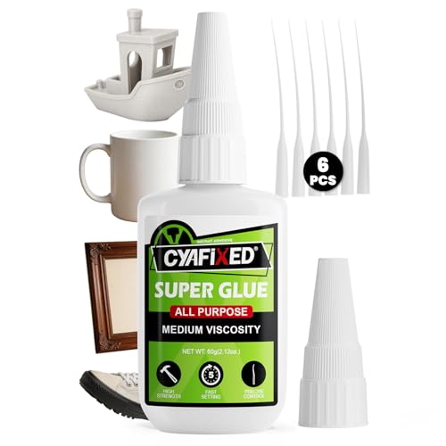 Image of Medium Super Glue Kit, 56.8 Gram (2oz) CA Glue with Anti-Clog Cap & Microtips for Woodworking, 3D Printing, Aquarium, Crafts, Plastic - Instant Cyanoacrylate Adhesive Repair Shoe, Ceramic, Glass