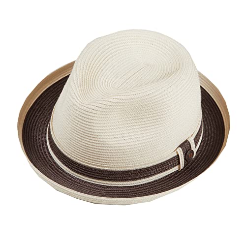 DASMARCA Mens Retro Foldable Packable Summer Straw Trilby Hat (XX-Large, Marble)