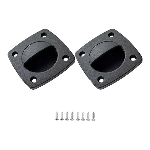 EVKILKJS 2 Pcs Nylon Flush Pull Recessed Sliding Pull Handle,Boat Slam Latch Recessed Sliding Door Handle Square Boat Hatch Handle,Black Boat Hatch Handle for Motorboat and Boat Cabin Accessories Cover