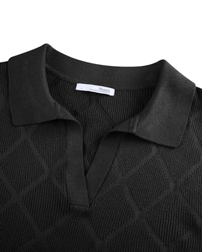 Image of Messic Womens Cap Sleeve Sweater Lapel V Neck Casual Knit Pullover Tops 2024