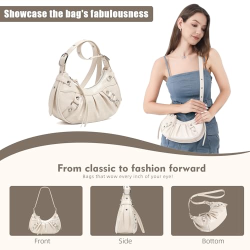 Shoulder Crossbody Bags for Women, Shoulder Purse with Adjustable Shoulder Strap, Punk Studded Underarm Y2k Purse4