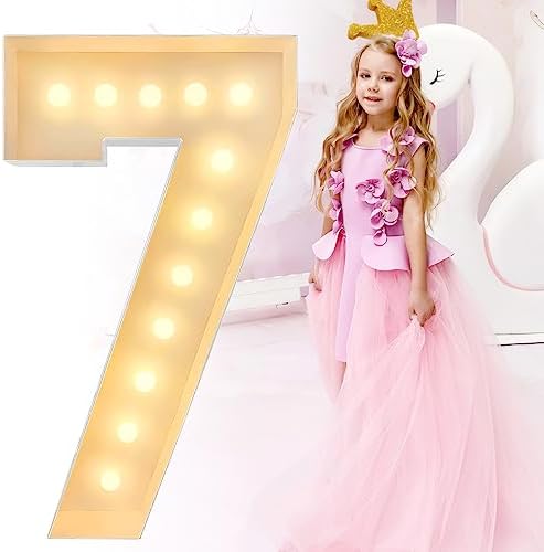 HVIDAVV 4FT Marquee Light Up Numbers Letters, Mosaic Numbers Giant Marquee 0-9 Number Light up Letters Party Decor Pre-Cut Thick Foam Board Kit Decoration for Anniversary Baby Shower Balloon Arch Kit