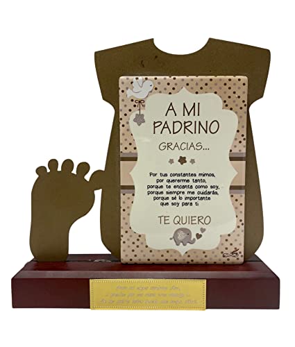 RegalosDeBodaOnline Regalo para Padrino de niño niña Bautizo Personalizado Figura Original de Metal con dedicatoria