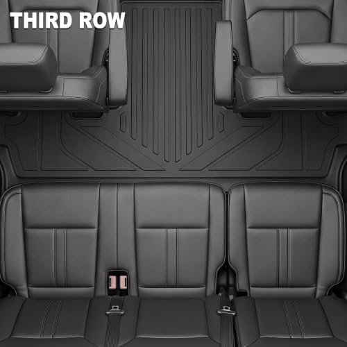 Image of KARPAL Floor Mats for 7 Seats 2018-2024 Ford Expedition Standard (Not for Max Model), Custom Fit TPE All Weather Ford Expedition Accessories 1st& 2nd& 3rd& Cargo Liner Backrest Mat Full Set