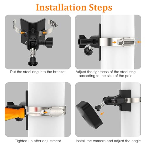 [2 Pack] Blink Camera Pole Mounting Bracket for All-New Blink Outdoor 4 (4th Gen)/(3rd Gen)/XT2/Blink Mini Security Cameras, Camera Mount with 8X Adjustable Pipe Clamp, Pole Mount, Black
