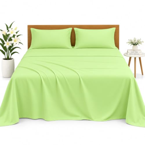 Image of Microfiber Single Size Bedsheet with 2 Pillow Covers | Ultra Soft & Breathable Flat Sheet | Wrinkle-Resistant, Premium Comfort for Everyday Use |Size (60 inch x 90 inch) Sage