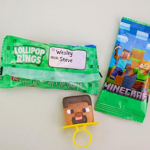 Minecraft Lollipop Rings, Video Game Suckers, Assorted Flavors, 18 Count | Individually Wrapped, Party Favor Candy, Gaming Sweets, Fruit Flavored Confections, Strawberry, Blue Raspberry, Watermelon - image 6