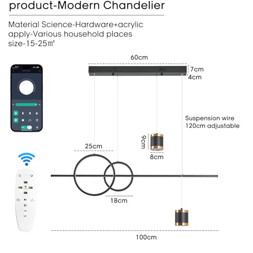 Suspension LED dimmable 120cm pour table à manger et salon - 3