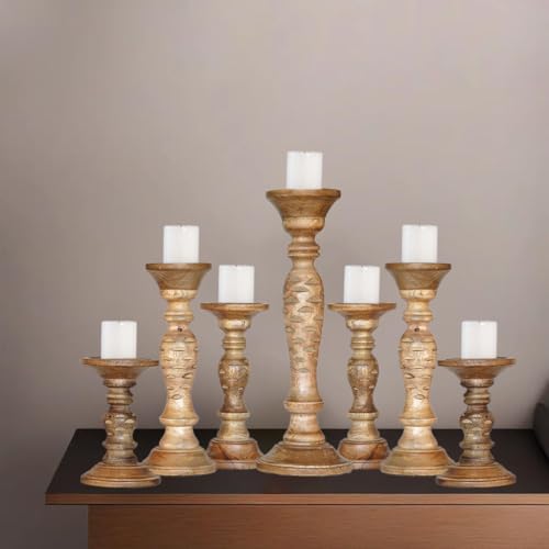 Traditional Wallnut Eco-Friendly Handmade Mango Wood Set of Seven 6