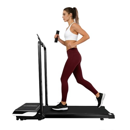 Image of 2-in-1 Jogging & Vibration Fitness Treadmill with Handle, Foldable Fitness Machine for Home & Office, Walking Vibration Pad with 330 Lbs Capacity, Low Noise, Remote Control & LED Display