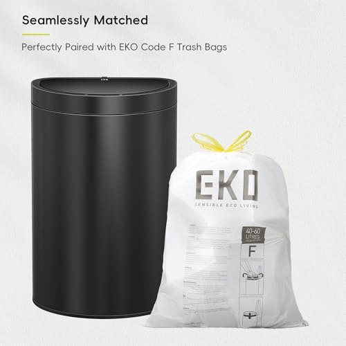 EKO Mirage Semi-Round 47L / 12.4 Gal Motion Sensor Trash Can, Automatic Kitchen Trash Bin with Deodorizer Compartment, Removable Lid & Inner Bucket, Stainless Steel Garbage Can, Matte Black by EKO - Used condition - Image 7