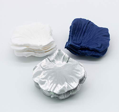 900Pcs Navy Blue Silver White Artificial Flowers Silk Rose Petals Flower Girl Scatter Petals For Wedding Bridal Shower Aisle Centerpieces Table Confetti Boy Baby Shower Graduation Party Decoration #TOP5