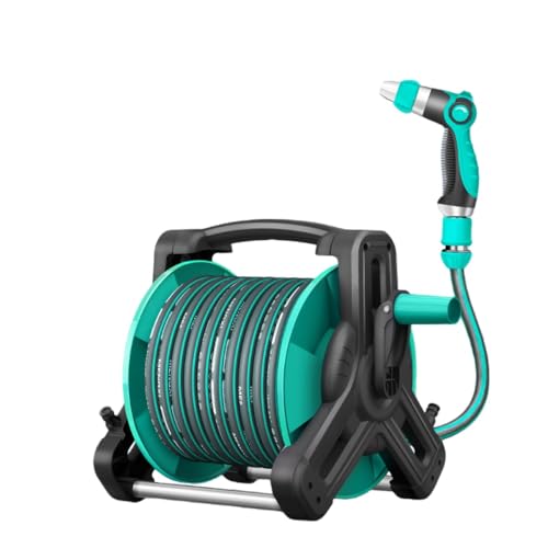 Olymo水まきホース フルカバーコンパクト 10m/15m/20m/25m/30m 40m ホースリール 高圧散水 おしゃれ シンプルで便利 家庭菜園 高圧洗浄 効率的 家庭用 洗車 園芸 巻き取り式 (リール+40mホース)