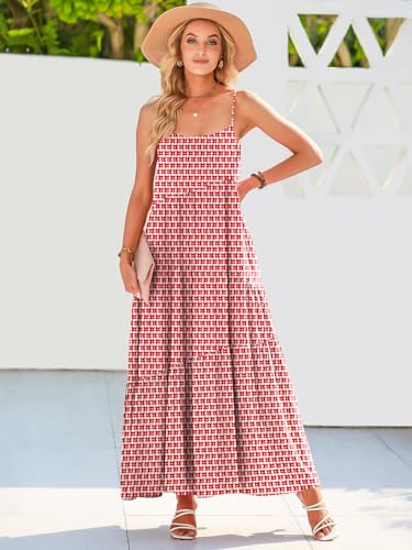 ANRABESS Vestido feminino de verão casual solto sem mangas alças finas boho linho praia férias maxi