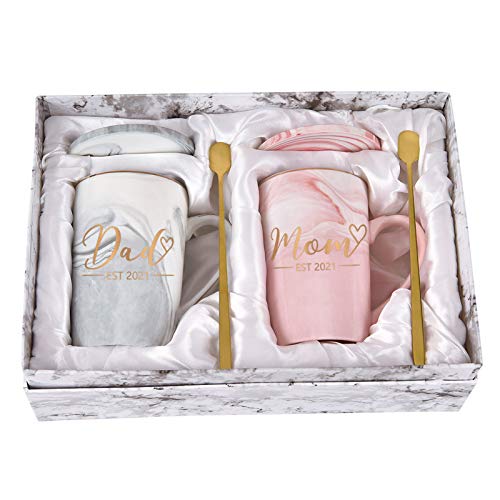 Hottest Sales Dad Mom Est 2021 - Gift for Pregnancy Baby Announcement - New Parent Gifts for Couples - Dad and Mom Coffee Mug Set for Christmas Anniversary Birthday 14 Oz With Gift Box Coaster Spoon 🛒 Flash Sale Dad Mom Est 2021 - Gift for Pregnancy Baby Announcement - New Parent Gifts for Couples - Dad and Mom Coffee Mug Set for Christmas Anniversary Birthday 14 Oz With Gift Box Coaster Spoon