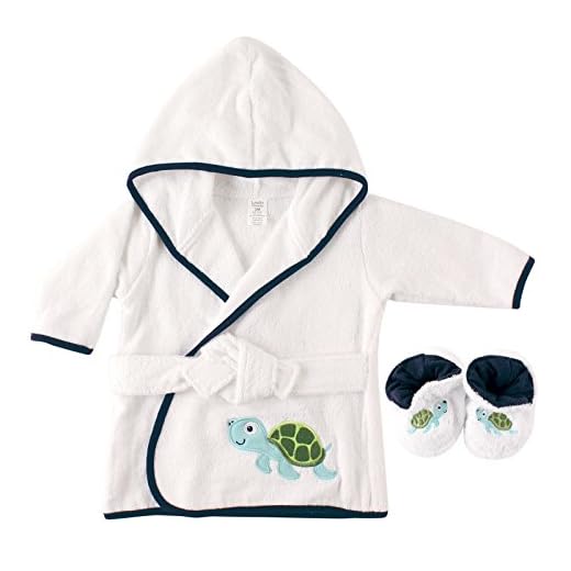 Luvable Friends - Bata de baño para bebé con zapatillas, tortuga