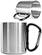 Outdoor Saxx - Robuste Camping-Tasse mit Karabiner-Griff, Edelstahl, 250 ml (silber/schwarz)