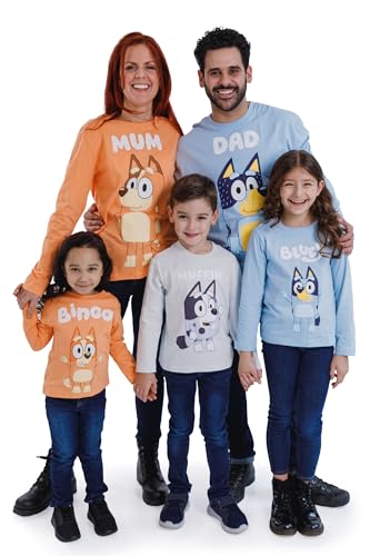 Bluey Bingo Chilli Mom Bandit Dad Long Sleeve Matching Family T-Shirt Toddler to Adult