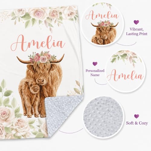 Image of Personalized Baby Blanket for Girls, Custom Nursery Blanket with Name, 30 x 40 Inch Soft Minky Blanket for Baby Toddlers, Newborn Print 03