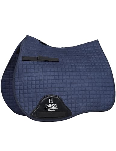 Harrison Howard All-Purpose Saddle Pad Suede Saddle Pad for Horses Use During Everyday Riding - Navy