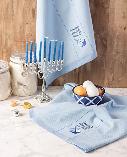 Dii Hanukkah Kitchen Collection Festival Of Lights Celebration Decor, Dish Towel Set, 18X28", Dreidel, 2 Piece #TOP2