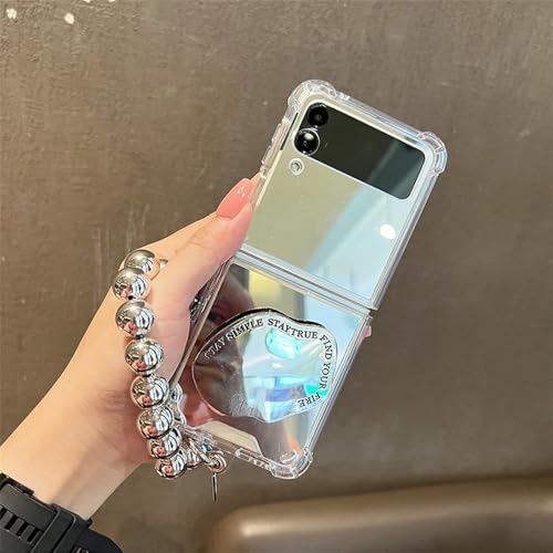 Coque miroir Samsung Galaxy Z Flip 5 avec bracelet perles pour vos sorties