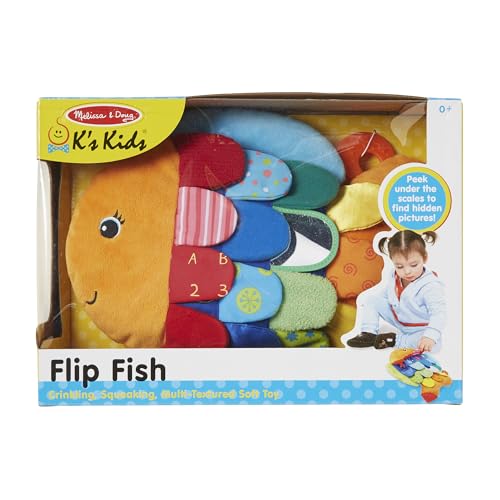 image for Melissa & Doug K’s Kids, Flip Fish Stuffed Animal, Soft Baby Book, M