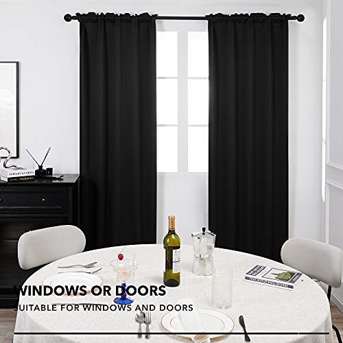 Deconovo Blackout Curtains 63 Inch Long, Black Curtains For Bedroom, Thermal Insulated Window Curtains For Living Room - 42W X 63L Inch, Black, Set Of 2 #TOP4