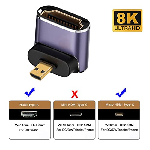 Adaptador Convertidor Micro HDMI 2.1 Ángulo 90 Grados miniatura 6