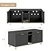 HURRISE Cat Litter Box Enclosure, Large Double Cat Room Design with Scratching Pad and Magnetic Doors, for 2 Cats Furniture Style Wooden Cabinet 140x60x50cm Black