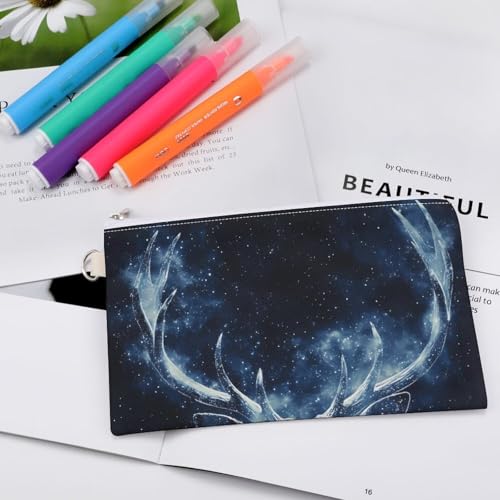Galactic Deer Moose Fashion Coin Purse Change Makeup Bag Canvas Pencil Pouch Travel4