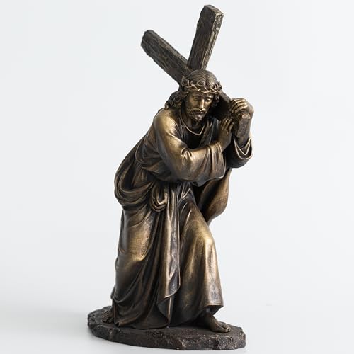 Estatua Católica de Jesús con Cruz de 12.5 pulgadas miniatura 5