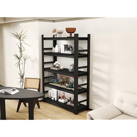 Notmise Fish Tank Stand Corner Adjustable Storage Organizer For Reptile Terrarium, Metal Utility Shelving fo Snake Bearded Dragon, Open 5 Tier Aquarium Stand, Fish Tank Not Included (32"W×15.8"D×63"H) Cover
