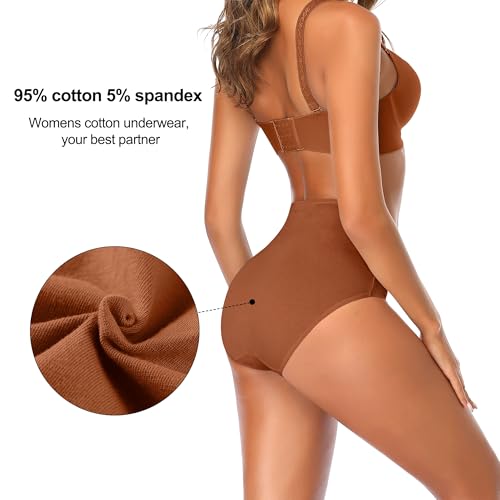 Image of High Waisted Postpartum Underwear Womens Cotton Underwear Soft Breathable Full Coverage Stretch Panties Multipack