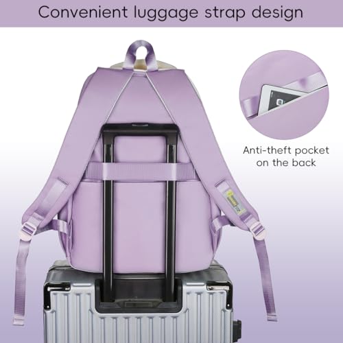 Image of Climberty School Backpack Book Bag for Schoolgirls Double Layer Backpack Waterproof Travel with Trolley Sleeve Padded Shoulder Strap Design Casual Fashion for School,Travel,Purple