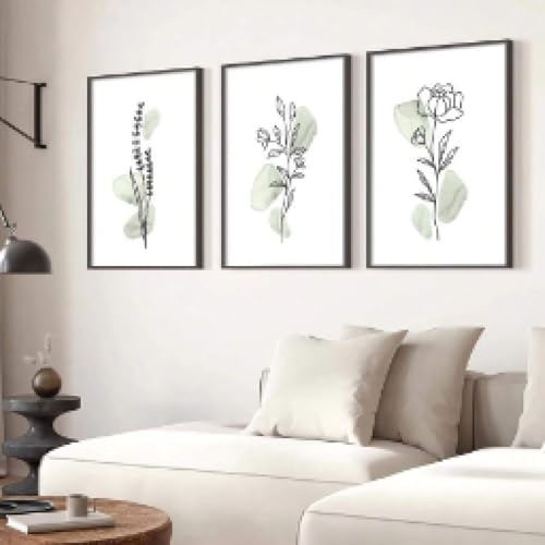 Décoration pour la maison et le séjour grand format triptyque vert